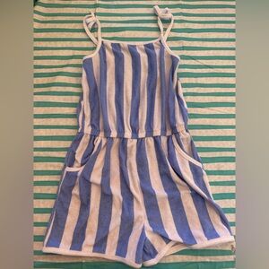 Nicole Miller New York Blue and White Terry Romper cover up girls size 12
